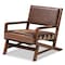 Baxton Studio Rovelyn Brown Upholstered Walnut Finished Wood Lounge Chair 153-9245 - alternate 1